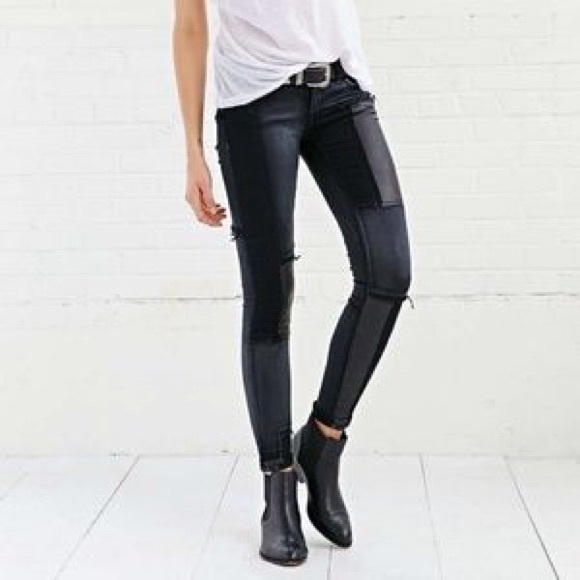 BLANKNYC Faux Leather Patch Jeans With Distressing - Picture 2 of 10